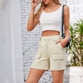 thumbnail image 6 of Lenpel Jean Shorts for Women Trendy Elastic High Waisted Mid Thigh Cargo Denim Shorts Summer Casual Shorts with Pockets, 6 of 7
