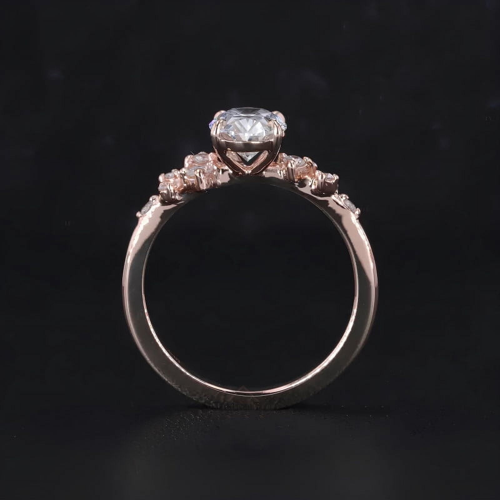 solitaire jewels Unique SnowDrift Oval Moissanite Engagement Ring For Women, 14K Rose Gold