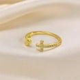 thumbnail image 5 of HIJONES Women's Dainty Cross Thin Micro Pave CZ Ring Open Ring Engagement Wedding Band Adjustable Gold, 5 of 6