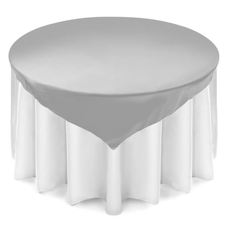 

Lann s Linens Satin Wedding Table Overlay - Tablecloth Topper (72 Square - Silver)