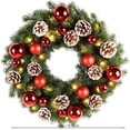 thumbnail image 3 of Lighted Christmas Wreath with Pinecones & Berries, 16" Real Touch Pine Needle Wreath, Christmas Wreaths for Front Door, Winter Xmas Wreath, Indoor Outdoor Christmas Decorations, 3 of 6