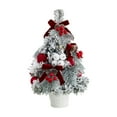 thumbnail image 2 of 15.7 Inch Mini Tabletop Christmas Tree with Ornaments, Snow Flocked Artificial Christmas Tree with Cowbells Berries Velvet Bow Pine Cones, Desktop Holiday Decor for Home Office, 2 of 5