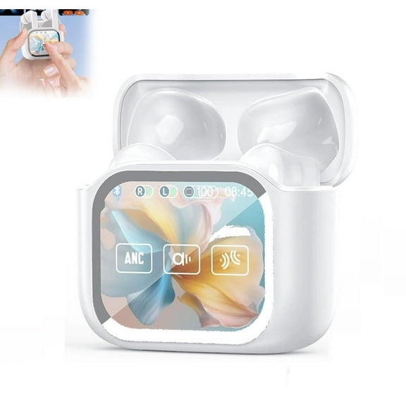 Wireless Bluetooth Translation Earphone with LED Display Screen, Ai Translation Earbuds Real Time, Bluetooth 6.0, 144 Languages Real-Time Translator, Translate Ear Buds for Travel, White