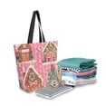 thumbnail image 2 of FORMRS Womens Canvas Tote Bag with Zipper Inner Pocket Shoulder Handbag, Brown Gingerbread Houses, 2 of 7