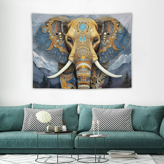 JRXY Boho Elephant Tapestry Bohemian Indian Elephant Tapestry Forest Moon Abstract Aesthetic Art Hanging Bedroom Living Room Dorm Wall Blankets Home Decor 40x30in