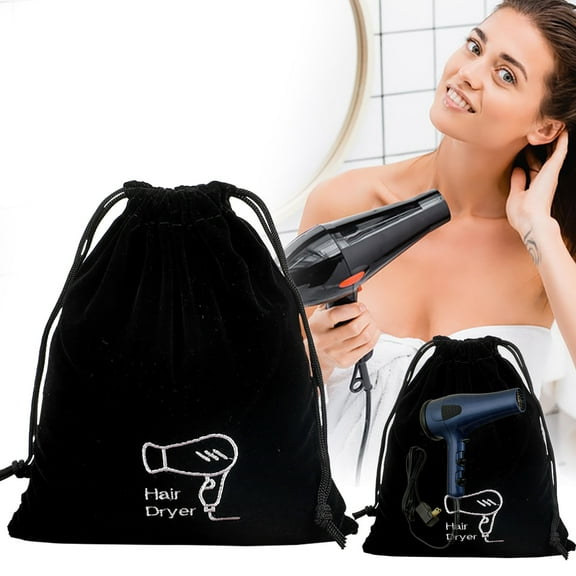 Hair Dryer Travel Bag, Curling Iron Storage Bag, Velvet Drawstring Organizer for Hair Styling Tools and Jewellery, Portable Durable Lint Material Travel Makeup Bag
