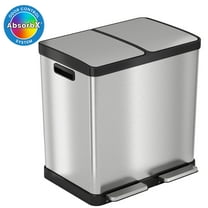 iTouchless SoftStep Stainless Steel Step Recycler Trash Can, 60 Liter / 16 Gallon (2, 8-gallon removable Inner Buckets)
