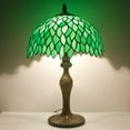 thumbnail image 6 of Tiffany Style Table Lamp Reading Light Green Wisteria Stained Glass Shade W12H18 Inch Tall S523 WERFACTORY LAMPS Lover Parent Kid Living Room Office Bedroom Bedside Desk Antique Zinc Base Crafts Gifts, 6 of 9