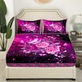 thumbnail image 3 of Hot Pink Rose Butterfly Sheet Set Galaxy Glitter Stars Sheets Full,Floral Animal Bed Sheets For Teen Women,Starry Sky Botanical Fitted Sheet + Flat Sheet + 2 Pillow Cases Mothers Day Gifts, 3 of 5