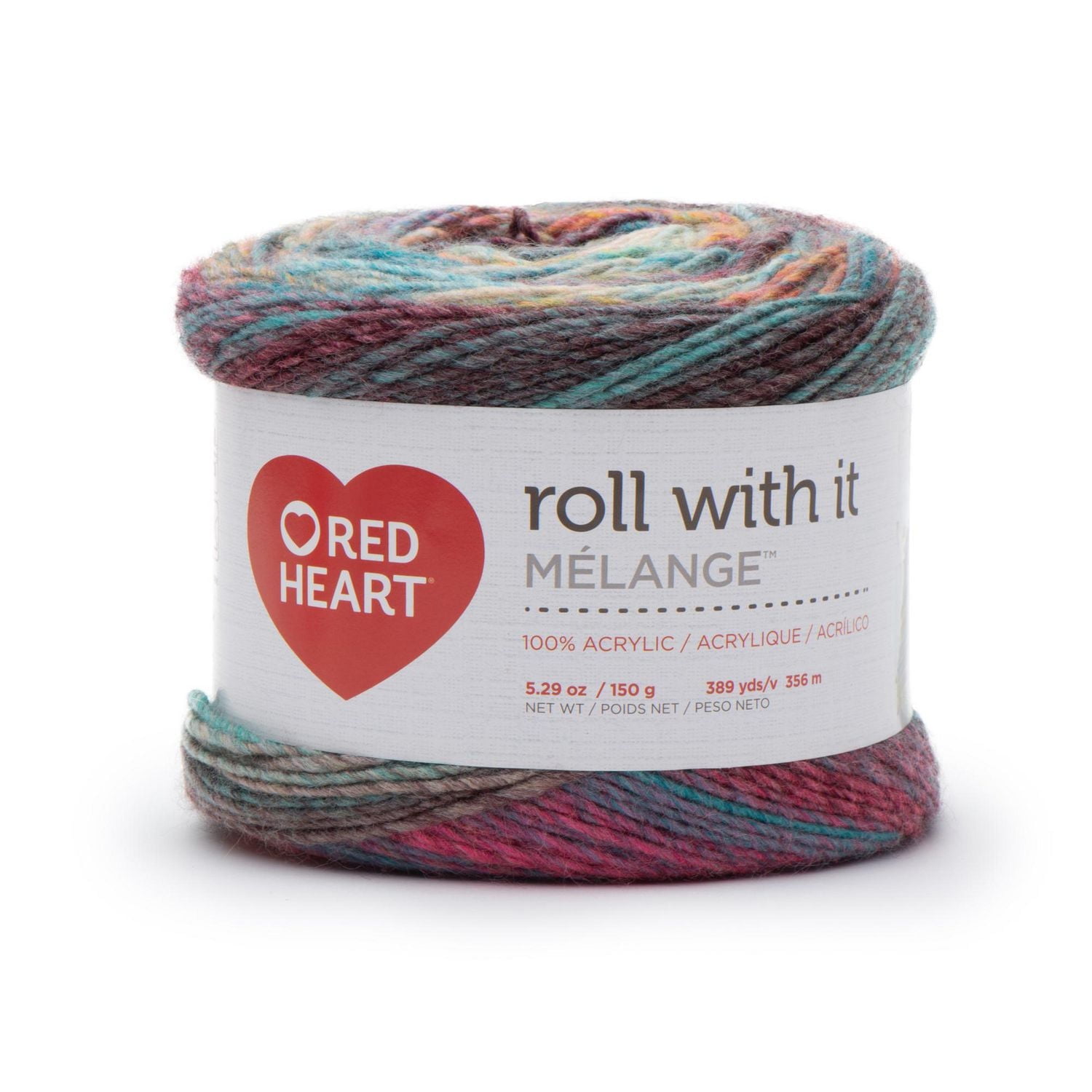 Red Heart Roll With It Melange Filato Curtain Call, 3 Gomitoli Da 150g, 100% Acrilico, Medio (4), 389 Metri, Per Maglia E Uncinetto, Colori Sfumati