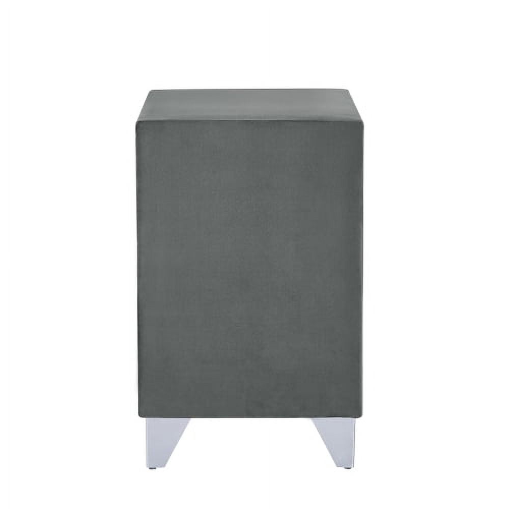 Double-Decker Nightstand, Bedside Table with Metal Legs, End Side Table for Living Room, Bedroom, Gray