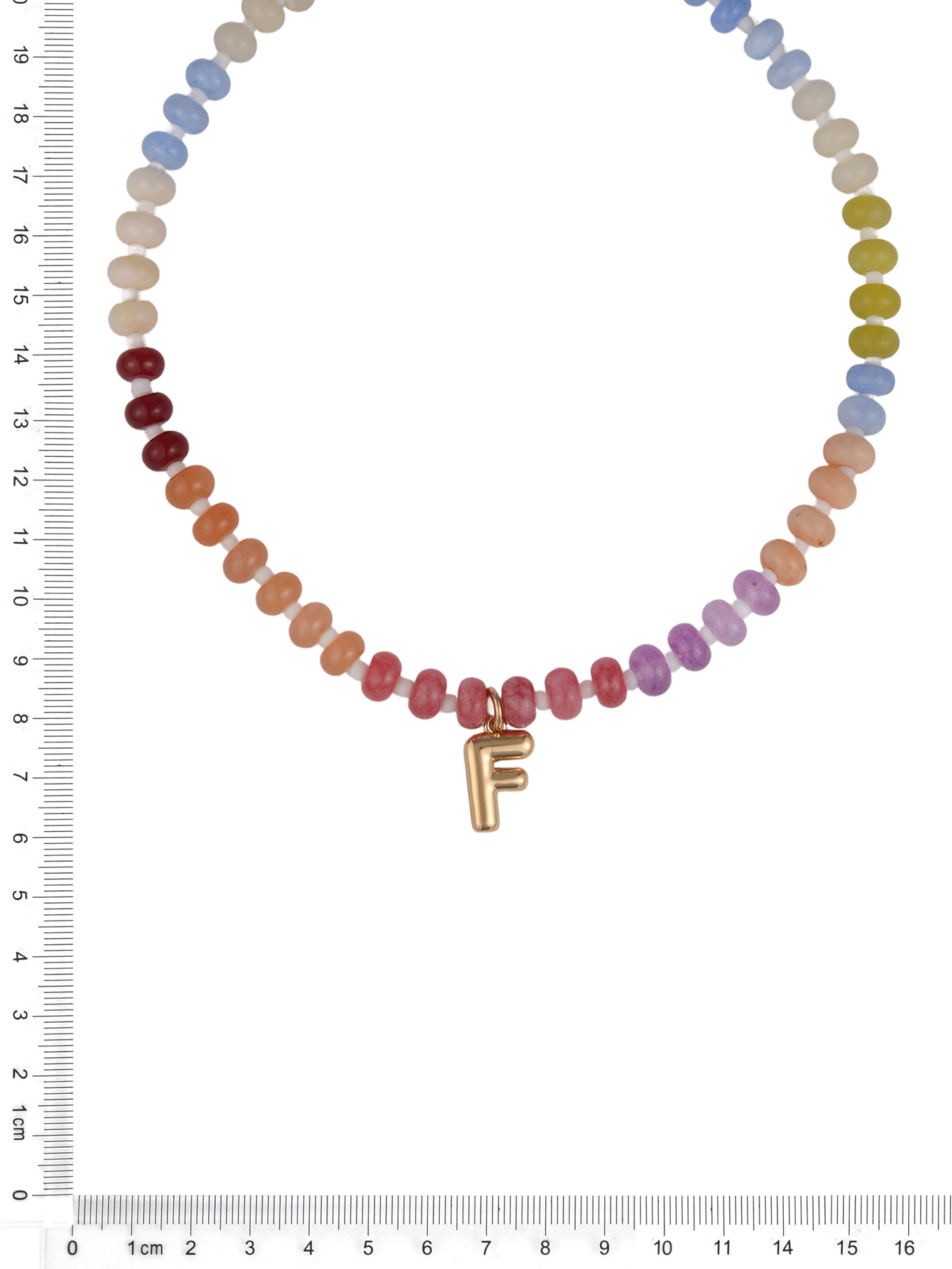 Time and Tru Goldtone Multicolored Bead Initial "F" Necklace
