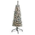 thumbnail image 1 of Nearly Natural T1904 4 ft. Flocked Pencil Artificial Christmas Tree with 100 Clear Lights & 216 Bendable Branches, 1 of 1