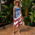 thumbnail image 6 of HELLHERO Asymmetric Hem Midi Dress, American Flag Side Pockets Summer Sleeveless Dress, Round Neck Pleated Sleeveless Sundress for Leisure Travel Vacation, 6 of 8