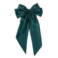 thumbnail image 2 of Women Hairpin Big Bow-knot Solid Color Elegant Double Layers Long Hair Decoration Ponytail Clip Satin Vintage Hair Clip Hair Accessories,Green, 2 of 7