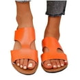 thumbnail image 4 of HAOTAGS Womens Slippers Flat Hollow Summer Slip On Sandals Orange Size 6.5, 4 of 9