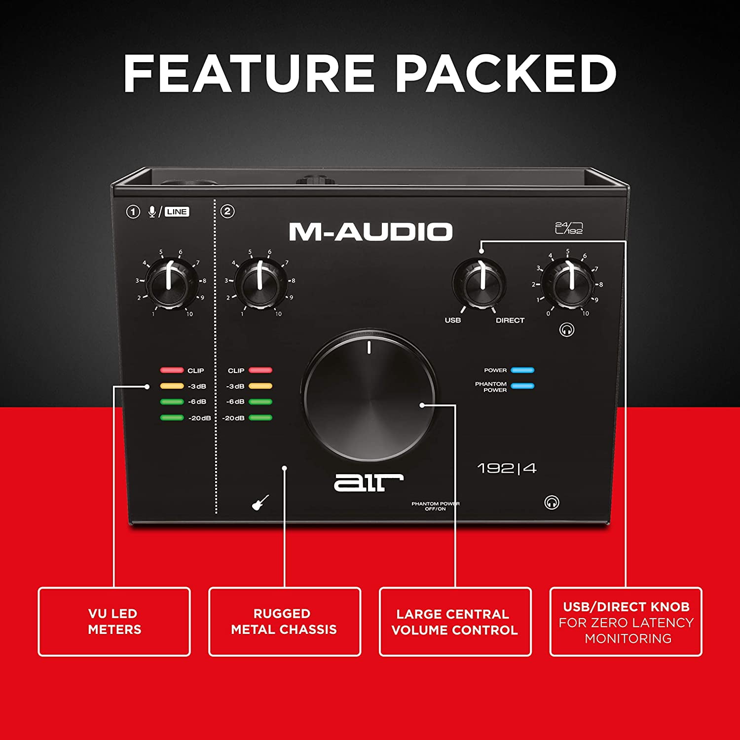 M-Audio - Complete Recording Bundle - USB Audio Interface, Microphone,  Shock mount, Cable, Headphones and Software Suite - AIR 192|4 Vocal Studio  Pro