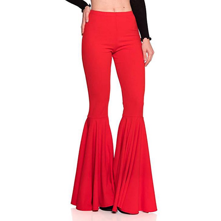 Bell Bottoms - Extra Long High Waisted Red Bellbottoms - Flare