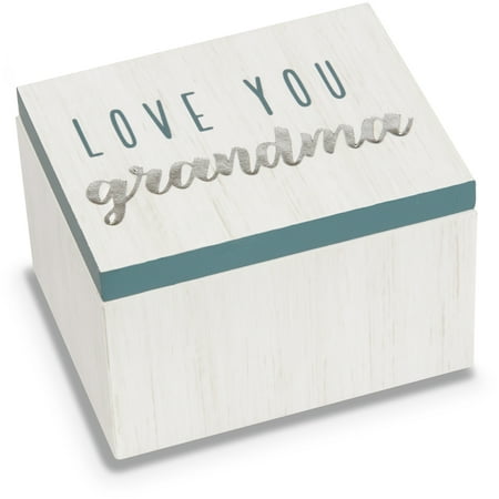 Pavilion - Love You Grandma - Teal & White Wood Patterned Mini Keepsake Jewelry Box 2.25 (Best Jewelry Boxes Reviews)