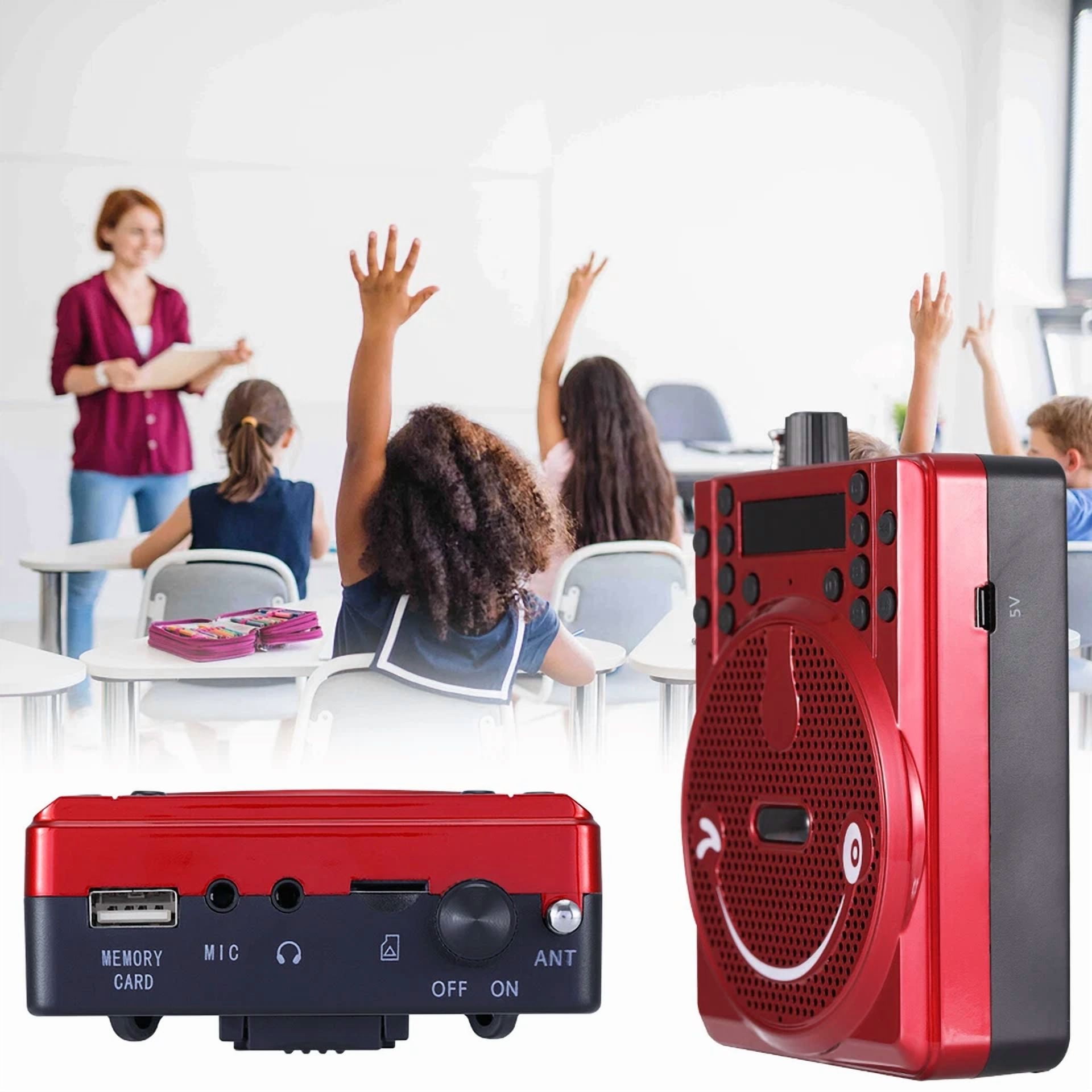 CRESTIN- Portable Wireless Amplifier With Wired Microphone Bt-82 Red Voice Amplifier Am