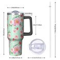 thumbnail image 2 of 40oz Pioneer Flower Floral Print Pattern Insulated Tumbler with Handle, BPA-Free Leak Proof Lid and Straws, Double Wall Vacuum, Hot 12h/Cold 34h, 2 of 6