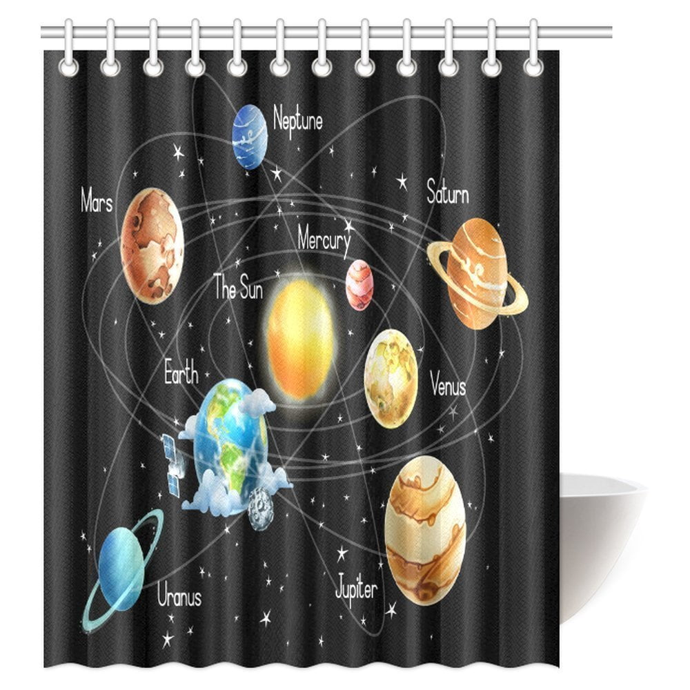 Pop Outer Space Shower Curtain Solar System Educational Childrens