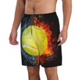 thumbnail image 2 of Fuzoiu Tennis Ball In Fire And Water Print Men's Beach Shorts,Men's Swim Trunks,Quick Dry Board Shorts with Pockets,Men's Bathing Suits for Surfing, Running, and Casual Wear-XX-Large, 2 of 6