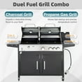 thumbnail image 3 of Alpha Joy Dual Fuel Gas and Charcoal Grill Combo with 3 Burners and Side Burner, 3 of 9
