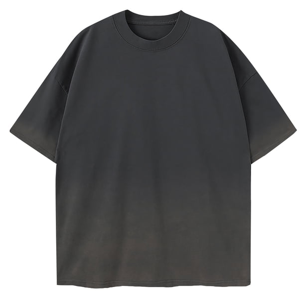 Camiseta de Seda de Hielo de los Hombres, Verano Nuevo Suelto Gradiente de Color Casual Top para Uso Al Aire Libre Y Diario, Camiseta de Moda Ligera