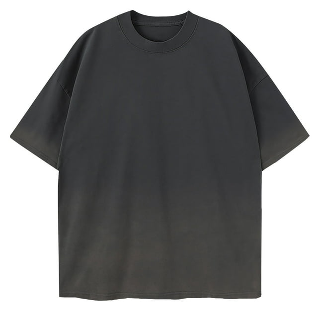 Birdeem Shirts for Men Mens Summer New Ice Silk Loose Gradient T-Shirt