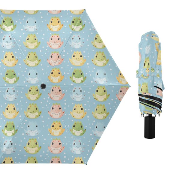 Dinosaur with Egg Compact Sun Umbrella Windproof Travel Umbrellas for Rain Strong Portable UV Protection
