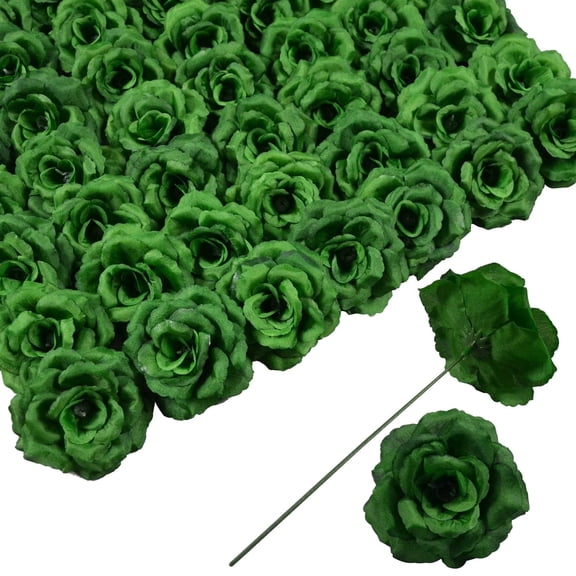 50Pcs Dark Green Artificial Roses Bouquet