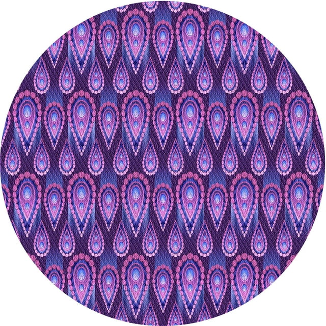 Ahgly Tapis Rond Lavable en Machine Intérieur Transitionnel Violet Vif, 5 Pieds Rond