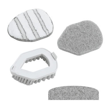 Quick Shine 4-Piece Mop Accessory Pack – Includes 1 Triangular Pad, 1 Scour Pad, 1 Mop Head Scour Strip & 1 Scrub Brush | Compatible with All-in-One Mop Kits | Reusable Floor Cleaning Set