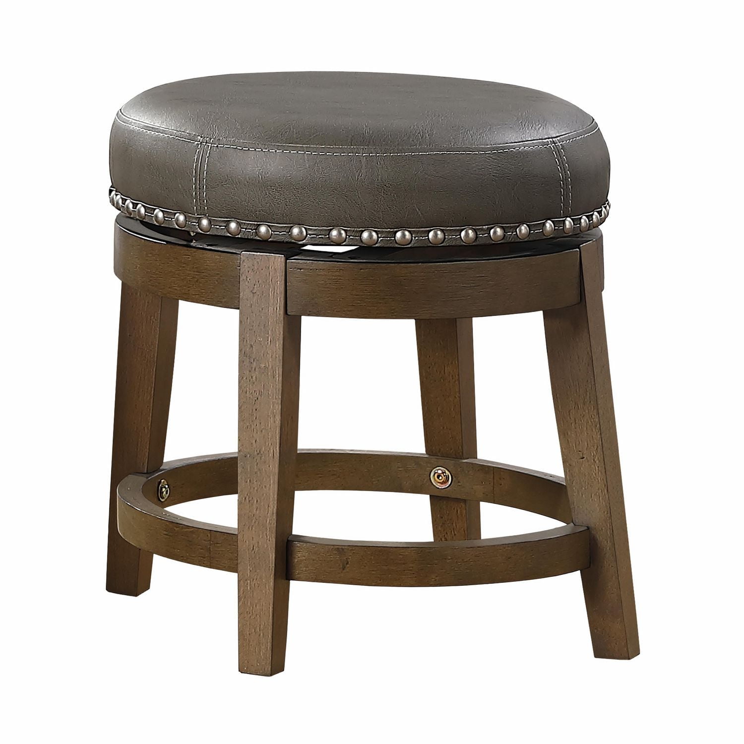 Topline Home Furnishings Round Swivel Stool, Faux Leather