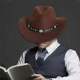 thumbnail image 4 of Sombrero de vaquero occidental de con hebilla de cinturón Gorra de de Panamá Marron oscuro Zulema Sombrero de vaquero, 4 of 7