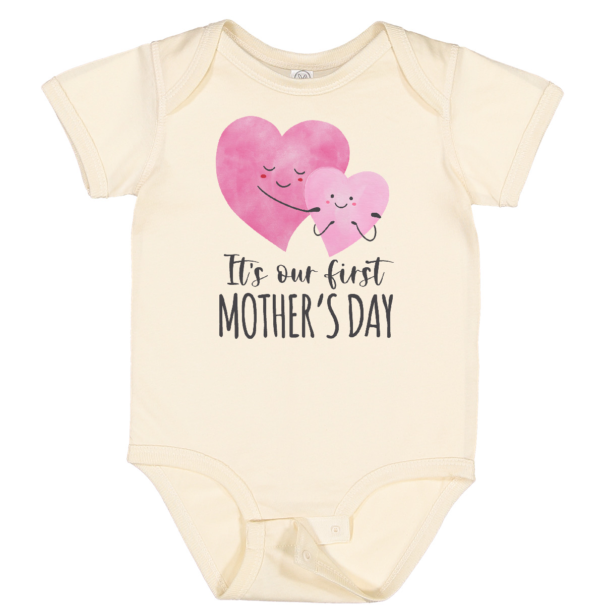 Inktastic It's Our First Mother's Day Cute Hugging Hearts Boys or Girls Baby Bodysuit