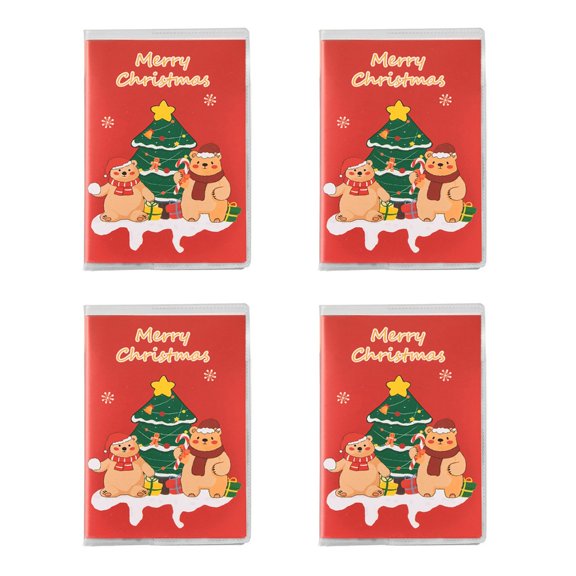 4Pcs Pocket Notebook with 128Pages Lined Christmas Themed Notepads 4.2x3Inch