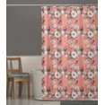 thumbnail image 2 of S4Sassy Orange Floral & Kingfisher Bird Water Repellent Bath Shower Curtain With Roller Rings Hook-60 x 75 Inch, 2 of 6