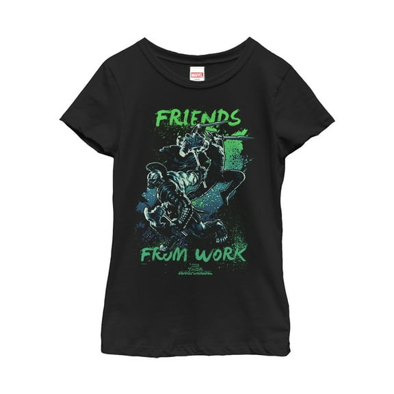 Girl's Marvel Thor: Ragnarok Work Friends  Graphic Tee Black Small