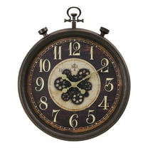 Clocks - 24" Round - Gear Mechanism - Wall Clock - Brown - Traditional