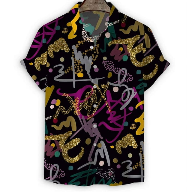 Cartoon Sea Animals Fish 3d Print Shirt Men StarShells Pattern Short Sleeve Tees Fashion Summer Button Lapel Blouse Tops
