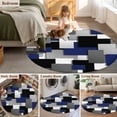 thumbnail image 5 of Round Rugs 6 Ft, Navy Blue Black Geometric Non Slip Area Rugs for Kitchen Bedroom Entryway, Modern Abstract Art Block Washable Carpet Runner Rug Floor Mats for Bedroom Home Decor, 5 of 8