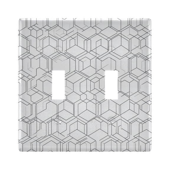 Dailycode Light Switch Plate Covers 2 Gang Wall Plate Plastics Outlet Covers for Kitchen Home Office Decor Line Hexagonal Texture