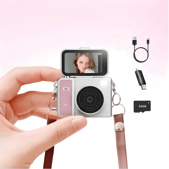 Mini Flip Screen Digital Camera 48MP 2K Video Vlogging Camera with Filters, Portable & Rechargeable for Selfies & Daily Use
