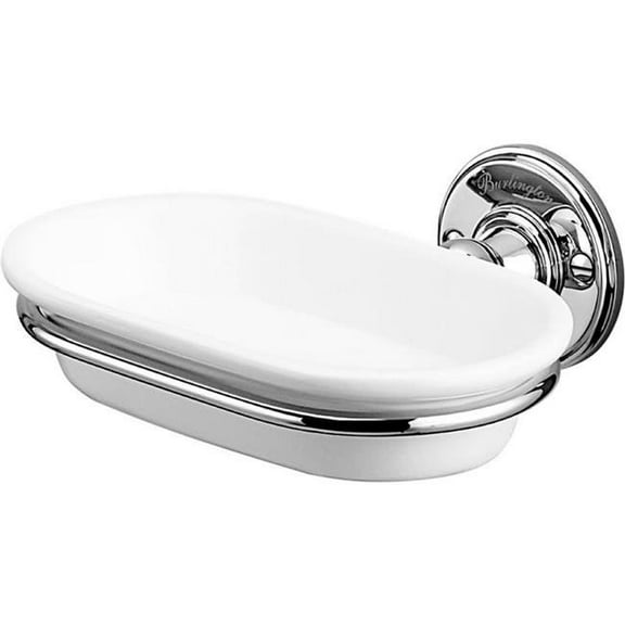 NuSteel PURE3H Pure Ceramic with Metal Chrome Trim Soap Dish