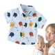 thumbnail image 2 of Gibobby blusas de cuello Camisetas de manga corta con estampado de cuadros a rayas para bebés y niños, camisetas informales con , camisetas tropicales con botones(Aqua, 18-24 Meses ), 2 of 5