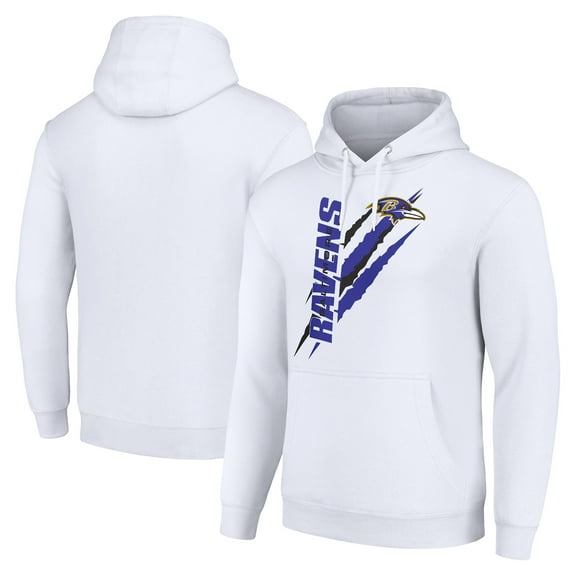 Unisex Starter White Baltimore Ravens Color Scratch Fleece Pullover Hoodie