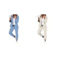 thumbnail image 1 of (2-Pack) Rinsvye Womens Solid Long Sleeve Pants Suit Set With Pockets Elastic Waistband Tailored Fit Business Formal Wear, 1 of 6