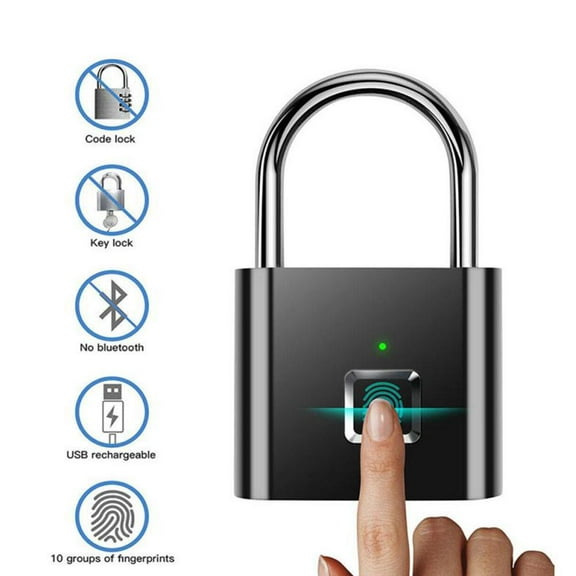 QHUDLV LZYWOD Smart Fingerprint Padlock,Electronic Warehouse Lock,Small Lock for Cabinets and Dorms